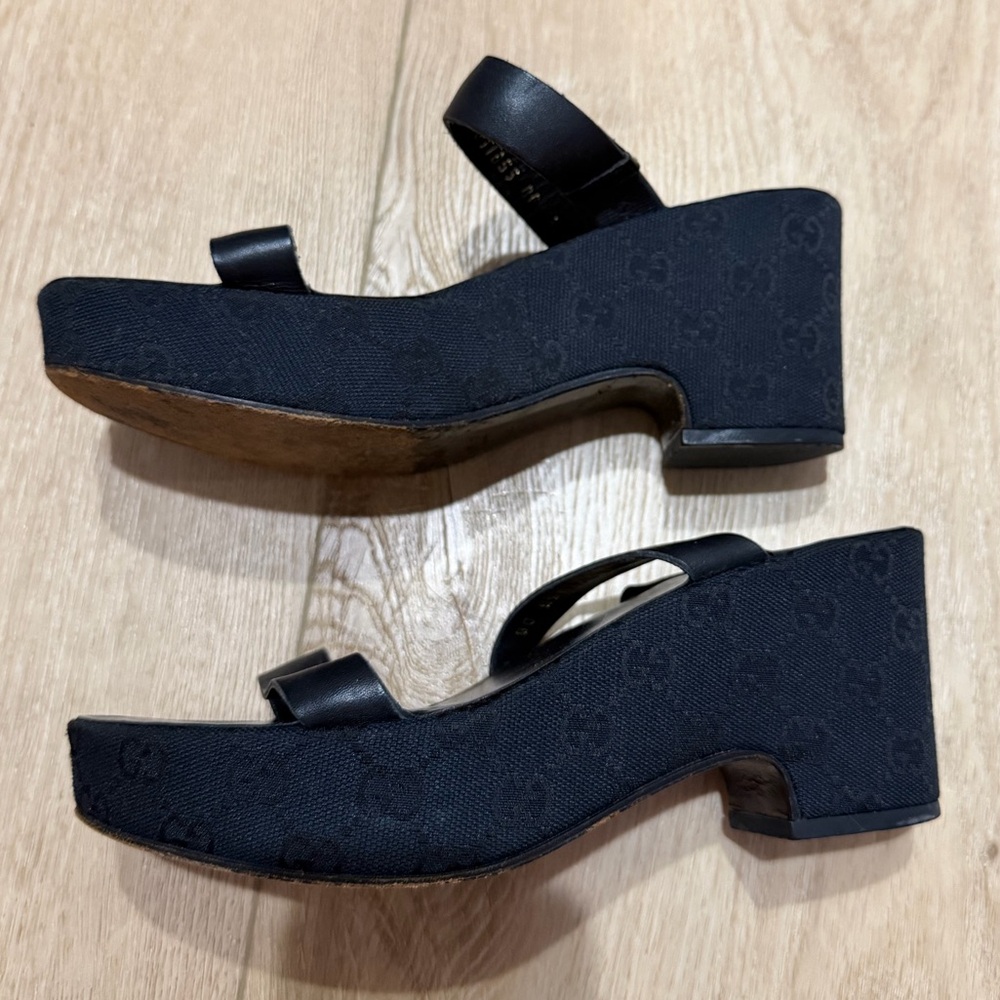 Gucci Black & Navy GG Sandals